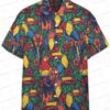 Red Rose Skull Ace Ventura Hawaiian Shirt, Gothic Floral Aloha Button-Up for Movie Fan Vacation Gift