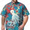 Colorful Art Octopus Hawaiian Shirt, Psychedelic Sea Life Aloha Button-Up for Ocean Lover Gift