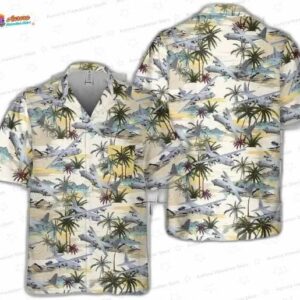 Air Force Lockheed C-130 Hercules Palm Tree Hawaiian Shirt – Tropical Aircraft Aloha Shirt