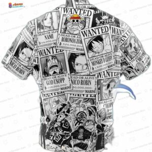 Black White Wanted Poster One Piece Hawaiian Shirt Manga Aloha Vibes