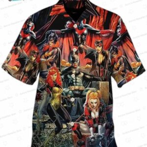 Gotham Villains Batman Hawaiian Shirt, Dark Comic Aloha Button-Up for Superhero Fan Gift