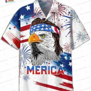 Trendy Merica Eagle 4th of July Hawaiian Shirt for Patriotic Parties