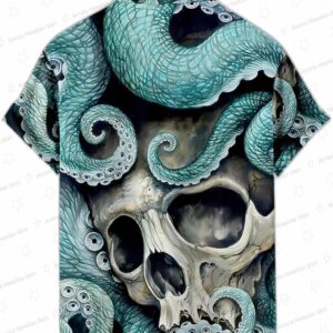 Ancient Abyss Cthulhu Octopus Skull Hawaiian Shirt 1