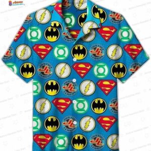 Justice League Logo Clash Batman Hawaiian Shirt, DC Summer Button-Up