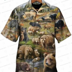 Be Brave Little Bear Bear Hawaiian Shirt, Wilderness Aloha Button-Up for Outdoor Vacation Gift