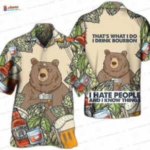 Bear I Drink Bourbon Hawaiian Shirt 1