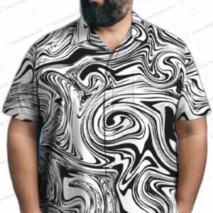 Black White Swirl Chubbies Hawaiian Shirt – Big Tall Abstract Aloha Shirt