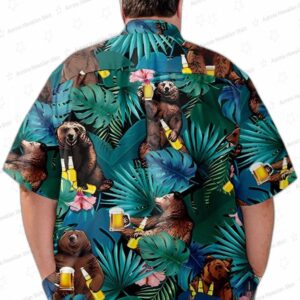 Big Tall Hawaiian Bear Beer Tropical Greenery Shirt 1