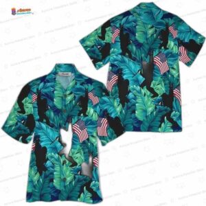 Bigfoot American Flag 4Th Of July Trendy Hawaiian Shirt Bigfoot Aloha Shirt Amazing Bigfoot Button U 2