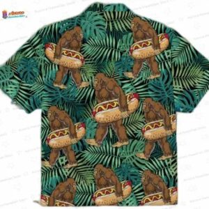 Bigfoot Hot Dog Tropical Hawaiian Shirt 1