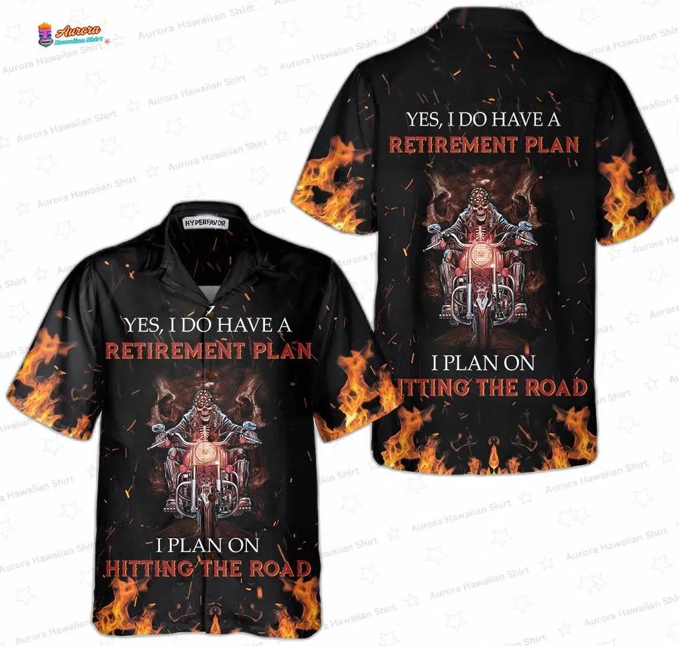 Hitting The Road Biker Retirement Hawaiian Shirt Gift for Riders Hitting The Road Biker Retirement Hawaiian Shirt Gift for Riders