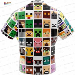 Block Faces Pattern Minecraft Button Up Hawaiian Shirt 1