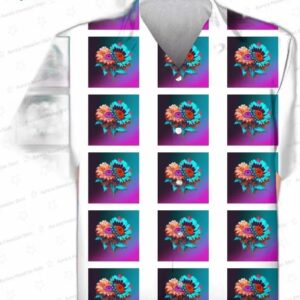 Trendy Blue and Orange Love Blooms Kids Hawaiian Shirt