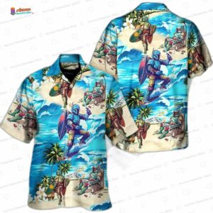 Boba Fett Surfing Summer Beach Hawaiian Shirt, Star Wars Aloha Button-Up