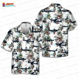 Boeing Air Force Tropical Palm Tree Hawaiian Shirt – White Aircraft Aloha Shirt