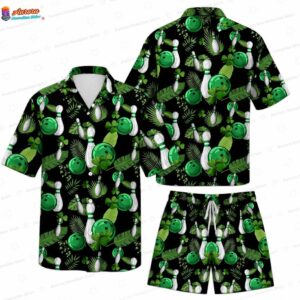 Shamrock Strike Hawaiian Bowling Shirt, Irish Lanes Party Set