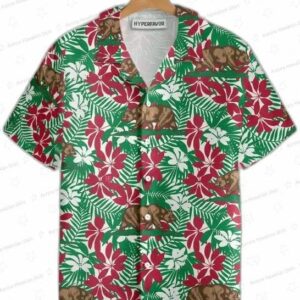 California Brown Bear Hawaiian Shirt with Floral Summer Vibes