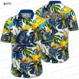 California Golden Bears Parrot Hawaiian Shirt with Blooming Floral Print