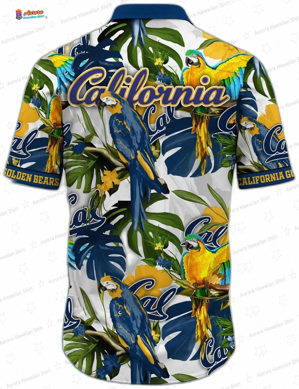 California Golden Bears Parrot Hawaiian Shirt with Blooming Floral Print California Golden Bears Parrot Hawaiian Shirt with Blooming Floral Print