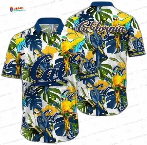 California Golden Bears Parrot Hawaiian Shirt with Blooming Floral Print California Golden Bears Parrot Hawaiian Shirt with Blooming Floral Print