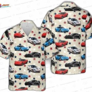 Chevrolet Corvette C6 4th of July Hawaiian Shirt – Patriotic Sports Car Aloha Shirt