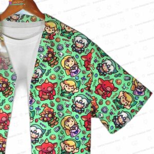 Chibi Zelda Character Hawaiian Shirt Retro Adventure Style Party Summer Shirt Gamer Gifts 5