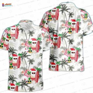Christmas In July Santa Claus Flamingo Xmas Trendy Hawaiian Shirt 1