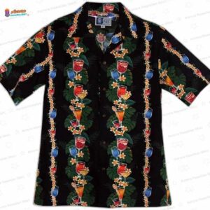 Vintage Cocktails Panel Hawaiian Shirt – Tropical Bar Party Aloha Shirt
