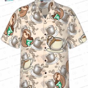 Coffee And Lazy Sloth Shirt For Men Hawaiian Shirt 2
