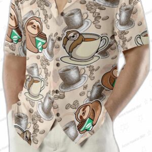 Coffee And Lazy Sloth Shirt For Men Hawaiian Shirt 4