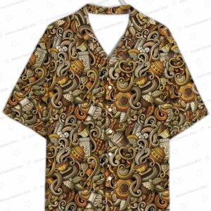 Coffee Drawing Pattern Hawaiian Shirt