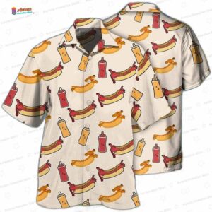 Ketchup Mustard Hot Dog Hawaiian Shirt for BBQ Party Outfits
