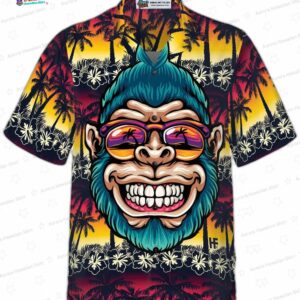Sunset Gorilla Monkey Hawaiian Shirt – Palm Tree Tropical Aloha Shirt