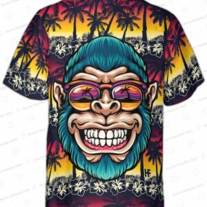 Cool Monkey Head In Paradise Hawaiian Shirt 1