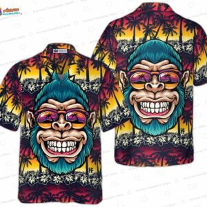 Cool Monkey Head In Paradise Hawaiian Shirt 2