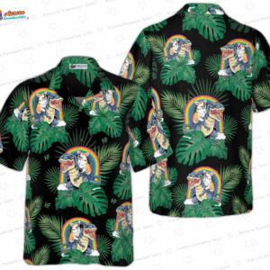 Corgi Predator Jungle Hawaiian Shirt, Tropical Dino Pup Button-Up