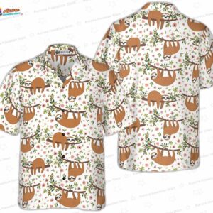 Cute Sloth On Tree Shirt For Men Hawaiian Shirt