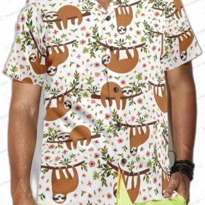 Cute Sloth On Tree Shirt For Men Hawaiian Shirt 3