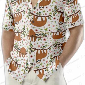 Cute Sloth On Tree Shirt For Men Hawaiian Shirt 4