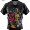 Deadpool and Wolverine Carry Pose Deadpool Hawaiian Shirt, Comic Aloha Button-Up for Fan Vacation Gift