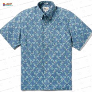 Diamond Lily Captain’s Blue Hawaiian Shirt, Small Floral Aloha Button-Up for Resort Vacation Gift