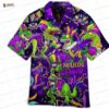 King of Mardi Gras Hawaiian Shirt, Purple Crown Mask Aloha Button-Up for Carnival Party Gift