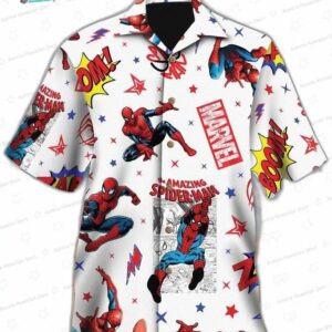 Disney Spiderman Hawaiian Shirt Spider Man Superhero Button Up Spiderman Super Hero Characters Hawai 1