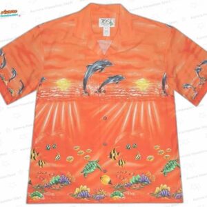 Dolphin Ocean Hawaiian Border Shirt 1