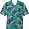 Miami Dolphins Hibiscus Dolphin Hawaiian Shirt, White Teal Floral Aloha Button-Up for Football Fan Vacation Gift