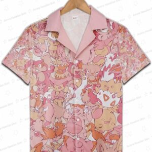 Fairy Type Pokemon Hawaiian Shirt Pink Pokemon Aloha Shirt 1