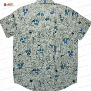 Fallout Vault Boy Perk AoP Button Down Shirt 1