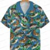 Good Reef Blue Hawaiian Shirt with Ocean Wave Floral Print for Beach Wear