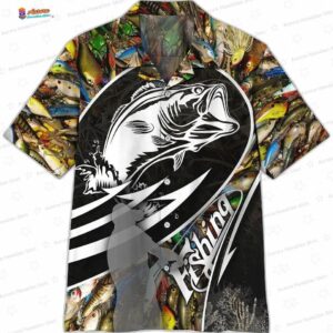 Colorful Bass Fishing Hawaiian Shirt with Lure Print for Anglers