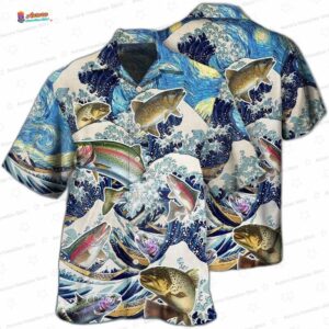 Fishing Trout Fishing Big Waves Style Hawaiian Shirt 1